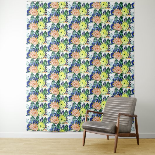 Tapestry Rosas en Ruscus hypophyllum Wandkleed (In situ)