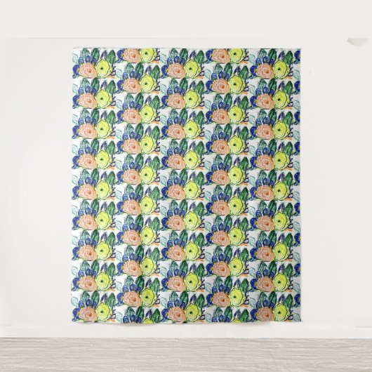 Tapestry Rosas en Ruscus hypophyllum Wandkleed (Voorkant)