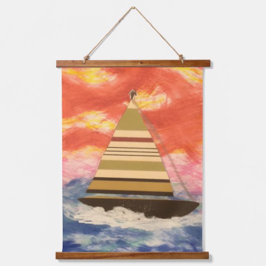 Tapestry - Sailboat with Striped Sail  Hangend Wandkleed (Voorkant)