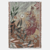 Tapestry Style Uil Bladeren Bloem Collage Deken (Voorkant Verticaal)