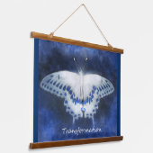 Tapestry - Transformatie Vlinder Blauw Wit Hangend Wandkleed (Gebogen)