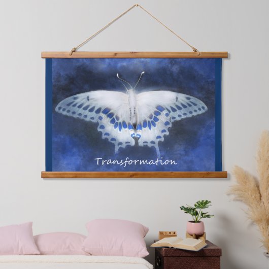 Tapestry - Transformatie Vlinder Blauw Wit Hangend Wandkleed (Slaapkamer)