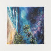 Tapestry Tropical Beach Night Sky Stars Wandkleed (Voorkant (horizontaal))