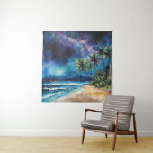 Tapestry Tropical Beach Night Sky Stars Wandkleed (In situ)