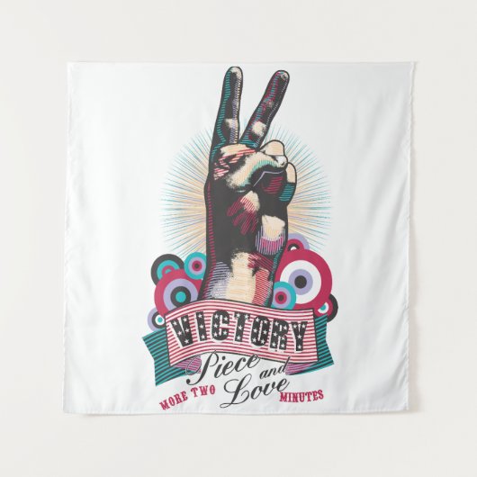 Tapestry – Victory Peace & Love Pop-Art Design Wandkleed (Voorkant)