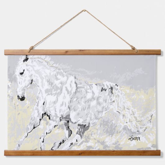 Tapestry : wild white Stallion  Hangend Wandkleed (Voorkant)