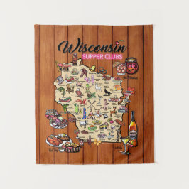 Tapestry - Wisconsin Supper Club Map Wandkleed