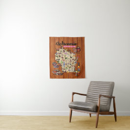 Tapestry - Wisconsin Supper Club Map Wandkleed