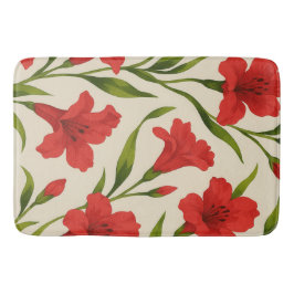 Tapete de Banheiro florais vermelha  Badmat