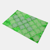 Tapete verde gritante com quadrados e 'falha' deurmat (Schuin)