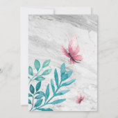 Tapige florale waterverf roze vlinder kaart (Achterkant)