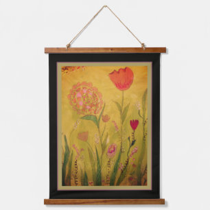 Tapijt - Bloemen in gemengde techniek-2 Hangend Wandkleed