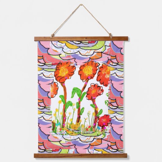 Tapijt - Bloemige Art Deco Hangend Wandkleed (Voorkant)