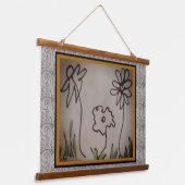 Tapijt - Drie Kleine Bloemen Hangend Wandkleed (Gebogen)