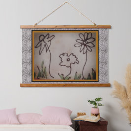Tapijt - Drie Kleine Bloemen Hangend Wandkleed