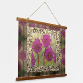 Tapijt - Drie Roze Bloemen Hangend Wandkleed (Gebogen)