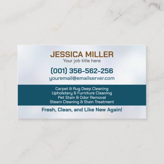 Tapijt- en stofferingsreinigingsdiensten visitekaartje (Achterkant)