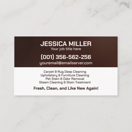 Tapijt- en stofferingsreinigingsdiensten visitekaartje (Achterkant)