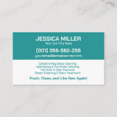 Tapijt- en stofferingsreinigingsdiensten visitekaartje (Achterkant)