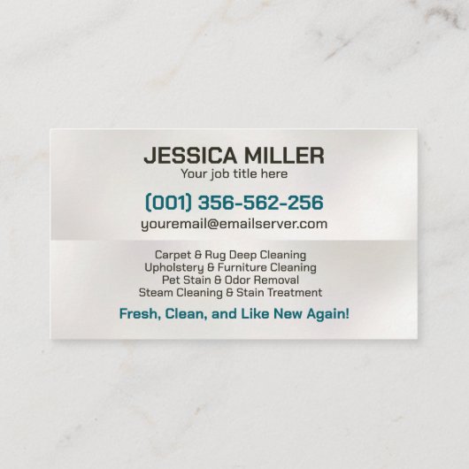 Tapijt- en stofferingsreinigingsdiensten visitekaartje (Achterkant)