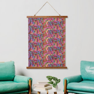 Tapijt - Kleurrijke Krullen Hangend Wandkleed