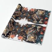 Tapijt Leeuw & Bloemen Cadeaupapier (Uitgerold)