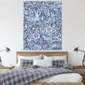 Tapijt look groot blauw wit bos dierlijke kunst canvas afdruk (Insitu (Slaapkamer))