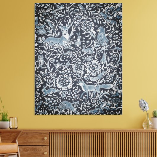Tapijt look groot blauw wit bos dierlijke kunst canvas afdruk (Insitu (Woonkamer))