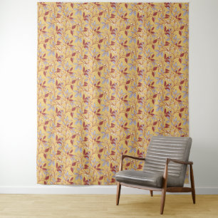 Tapijt met vintage-achtige blauwe botanische print wandkleed