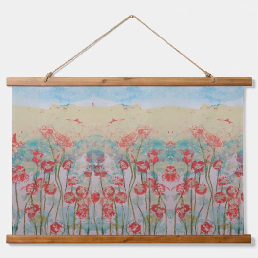 Tapijt - Rode Wilde Bloemen Hangend Wandkleed (Voorkant)