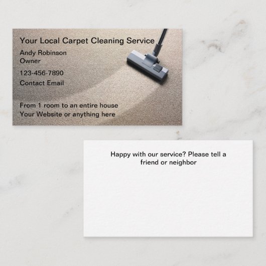 Tapijt schoonmaken Service Budget Visitekaartjes (Voorkant / Achterkant)