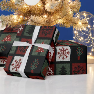 Tapijt Textuur Kerst Iconen Patroon  Cadeaupapier