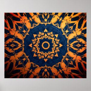 Tapijt van Blauw + Goud op een Moderne Muurposter Poster