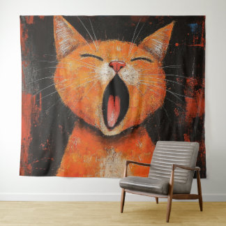 Tapijt van Cat Yawning Wandkleed