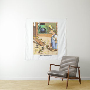 tapijt van fietserkuikens wandkleed