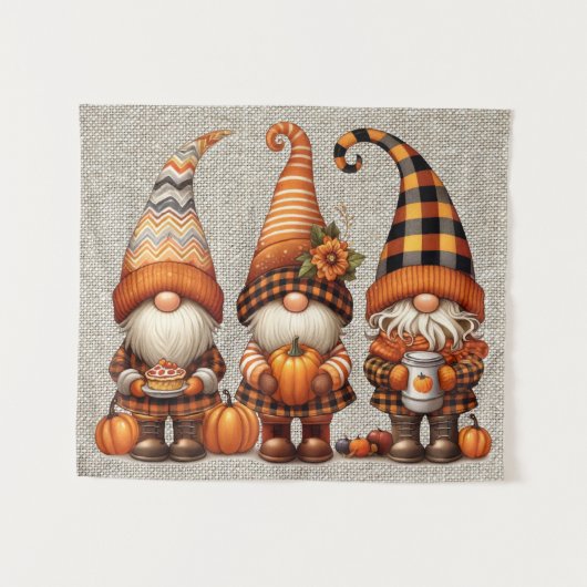 Tapijt van herfstkabouters wandkleed (Voorkant (horizontaal))