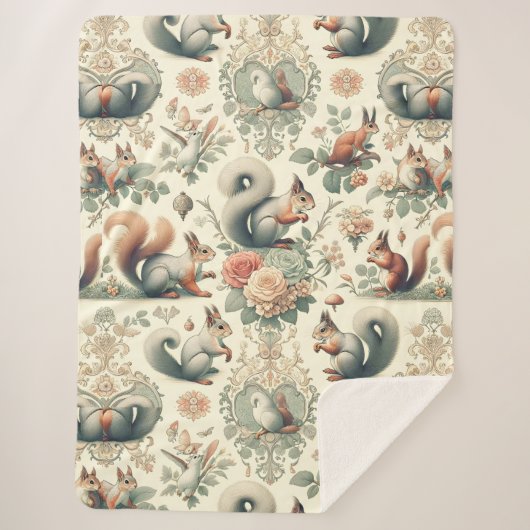tapijt van Victoriaans boseekhoorns Sherpa Deken (Voorkant)