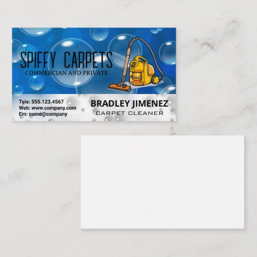 Tapijt Vloerreinigingsmachine | Zeepbellen Visitekaartje (Voorkant / Achterkant)