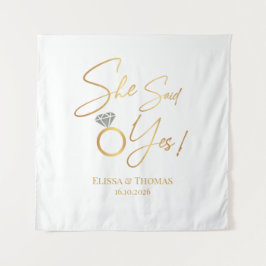 Tapijt Ze zei Ja! Verloving Backdrop banier Wandkleed