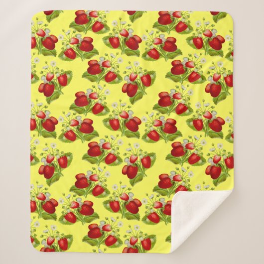 tapijtaardbeien gele aardbei sherpa deken (Voorkant)