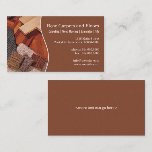 Tapijten en vloeren visitekaartje (Voorkant / Achterkant)