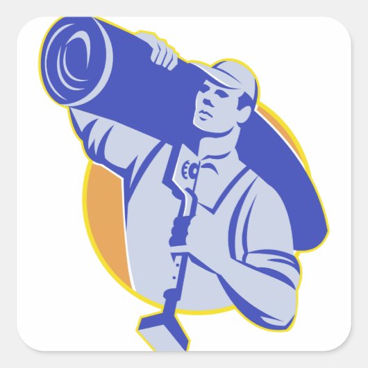 Tapijtlaagwerker Draag Knie Kicker Tool Vierkante Sticker (Voorkant)