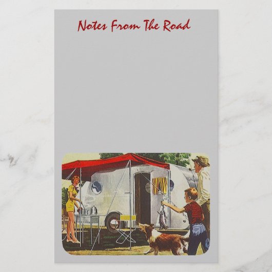  tapijtschelp met ingeblikte ham Camper Camp Briefpapier (Voorkant)
