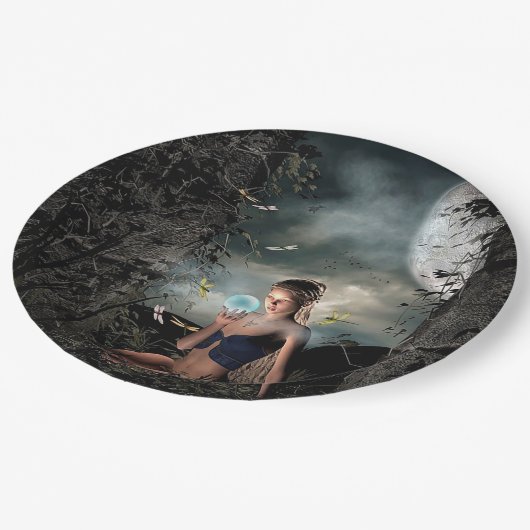  tapijtschelp met volledige maan kanaalriem Borden Papieren Bordje (Gekanteld)