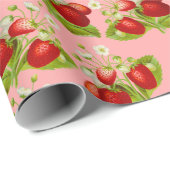  tapijtschelp roze aardbei cadeaupapier (Rol Hoek)