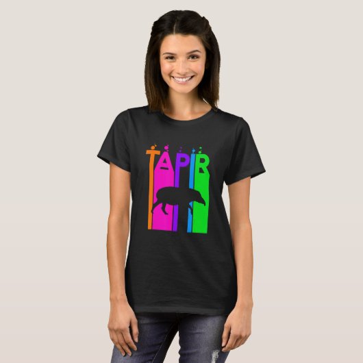 Tapir Animal Rainbow Bubble With Silhouette T-shirt (Voorkant volledig)