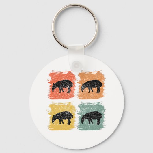 Tapir Animal Retro Pop Art Gift Sleutelhanger (Voorkant)