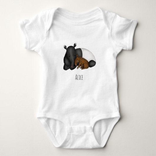 Tapir baby eenstukig lichaamspak met babynaam romper (Voorkant)