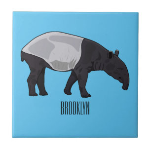 Tapir cartoon illustratie tegeltje