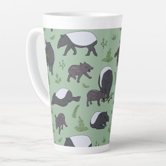 Tapir Familiediner in het groen Latte Mok (Linkerhoek)